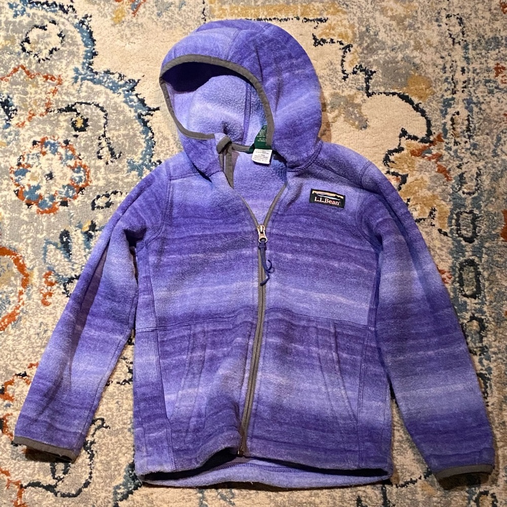 LL Bean Purple Fleece Girls Jacket. Size M (5-6).